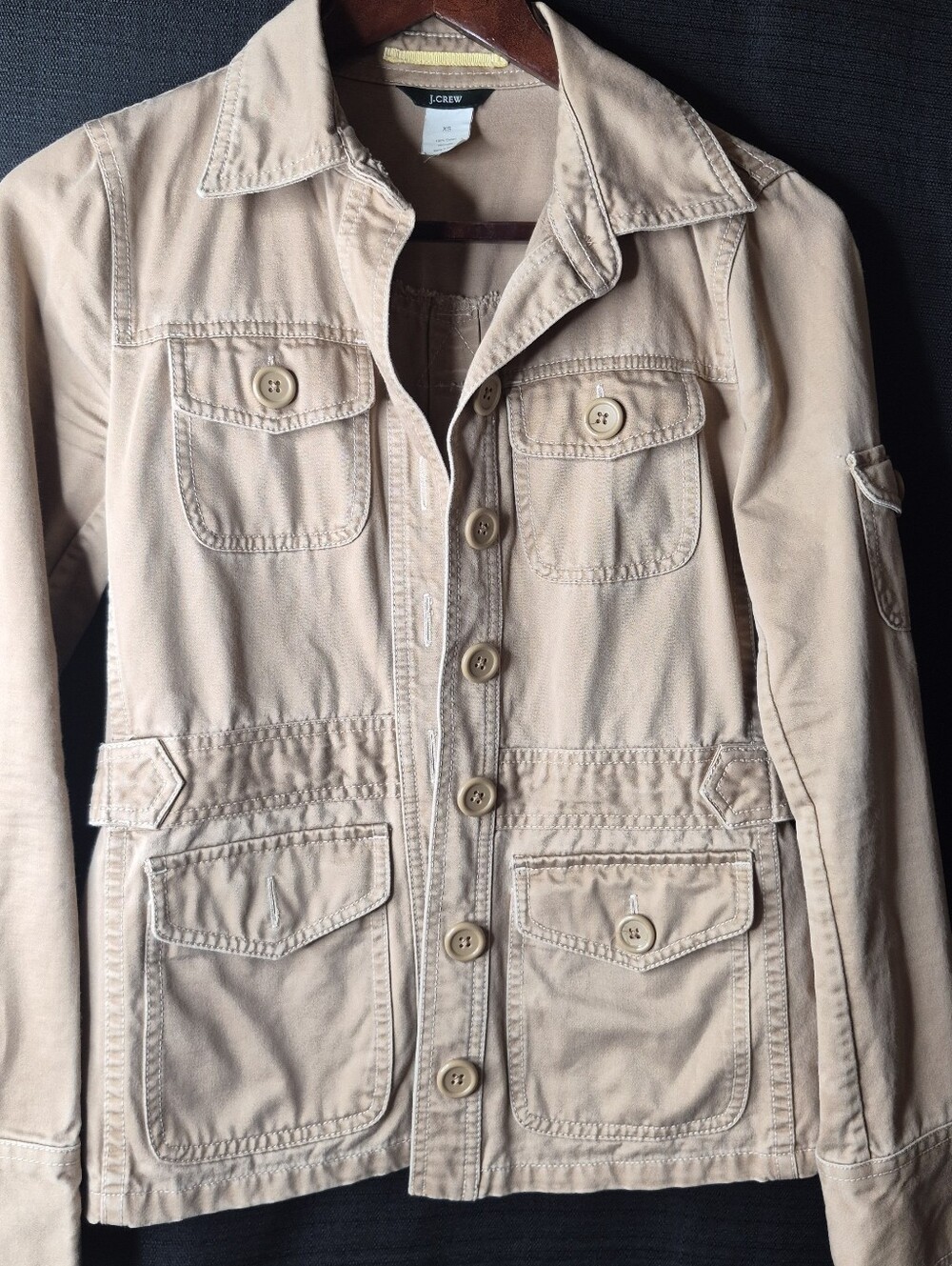 J. Crew Light Beige Utility Jacket with Button Front
